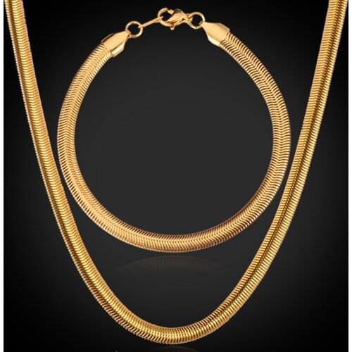 Necklace Bracelet Jewelry Set Fashion Men Chain With Stamp 316L Stainless Steel Gold Color Men Jewelry Set GNH334