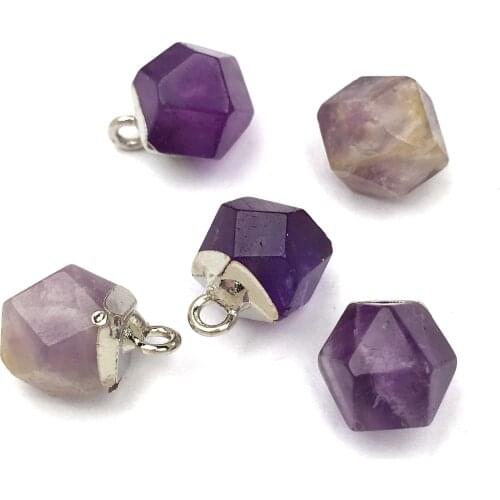 Natural Stone Crystal Pendant charm Geometric Shape Pendants for Jewelry Making Supplies DIY Fine necklace accessories 8x12mm