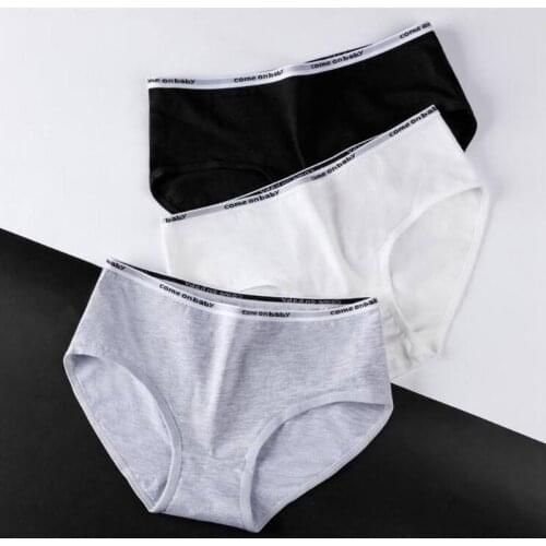 Simple Women Underwear Lingerie Sexy Cotton Panties for Female Breathable Solid Briefs Mid Waist Panties Underwear Wholesale