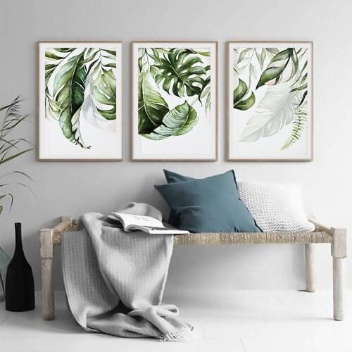Botanical Leaf Print Canvas Painting Botanical Nordic Wall Art Poster Print Scandinavian Decoration Picture for Living Room Deco