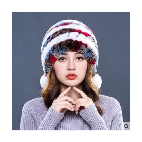Rex rabbit fur hat female winter fur woven hat outdoor cycling earmuffs hat new thick warm ball cap