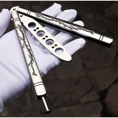 Butterfly Knife Trainer Balisong Outdoor Training Stainless Steel Knife Folding Knife No Edge Dull Tool BALISONG BUTTERFLY 56HRC
