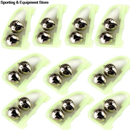 10 Pcs/Lot Luminous Sea Fishing Feeder Fishing Bell Twin Rod Tip Fish Bell Alarm Fishing Tackle Length 50mm