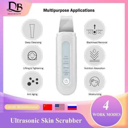 Ultrasonic Scrubber Blackhead Remover For Face Cleaning Machine Cosmetic Apparatus Peeling Cavitation Care Skin Purifier Spatula