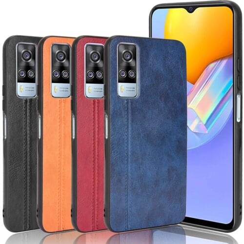 Vivo Y51 (2020) Case 6.58 inch Lightweight Calfskin PU Leather lines Soft Edge Phone Case For Vivo Y51 (2020) V2030 Back Cover