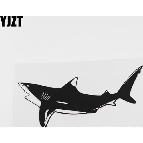 YJZT 17.1CMX8.5CM Decal Sea Life Shark Fish Vinyl Transfer Car Sticker Black /Silver 13C-0224