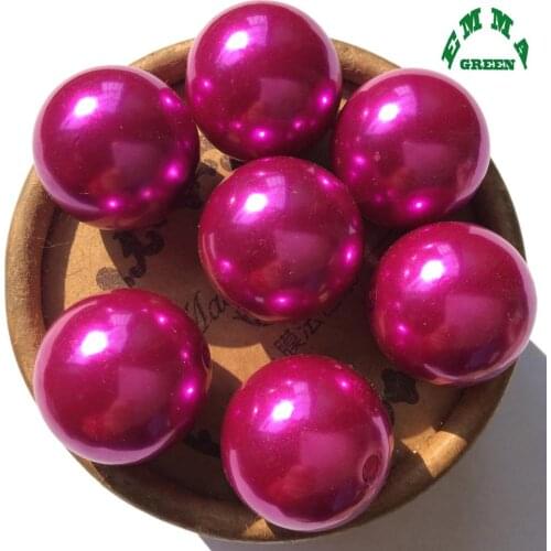 Pearls Pearl Beads Bubblegum Rose Pink Round 6 mm to 30 mm Imitation Loose Acrylic Bead Chunky Necklace Bead A25 Pearl Beads