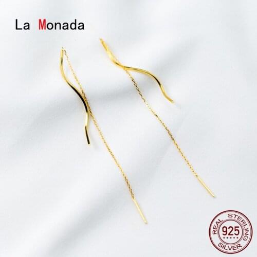 La Monada Dangling Hanging Earrings For Women Silver 925 Wave Woman Long Korean Drop Earrings Minimalist Female In Jewelry Gold