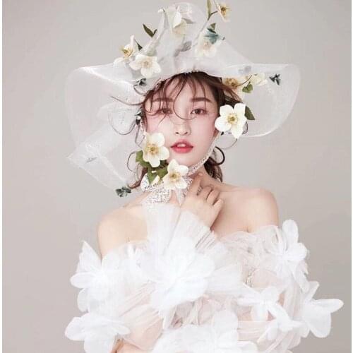 Big Hat Studio Wedding Hair Accessories Woman Flower Mesh Lace Headwear