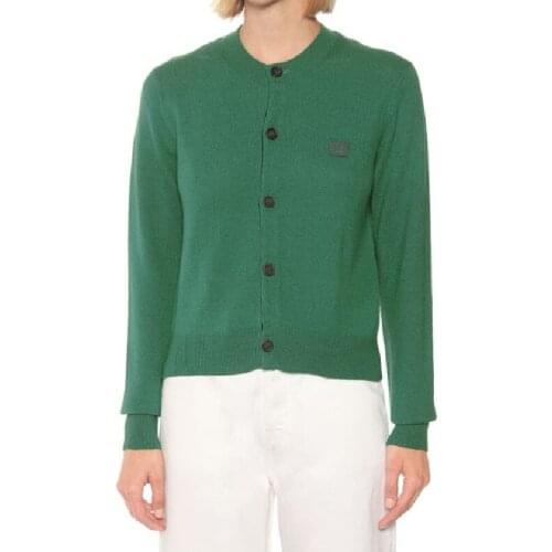 Women O-Neck Square Smiley Knit Cardigan 2021 Autumn Women Ladies Long Sleeve Single-Breasted Knitwear Sweater Outwear Tops