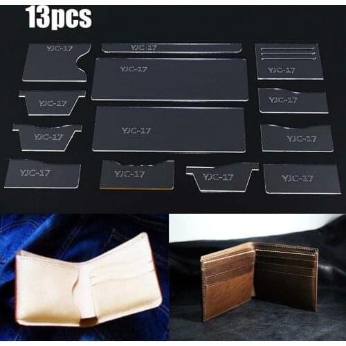 13Pcs New Clear Acrylic Wallet Sewing Pattern Stencil Template Set Leather Craft DIY Tools Sewing pattern Sewing stencils