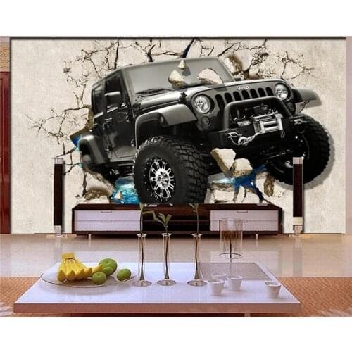 3d Custom photo mural 3d wallpaper Retro luxury car broken wall decoration painting 3d wall murals wallpaper for walls 3 d