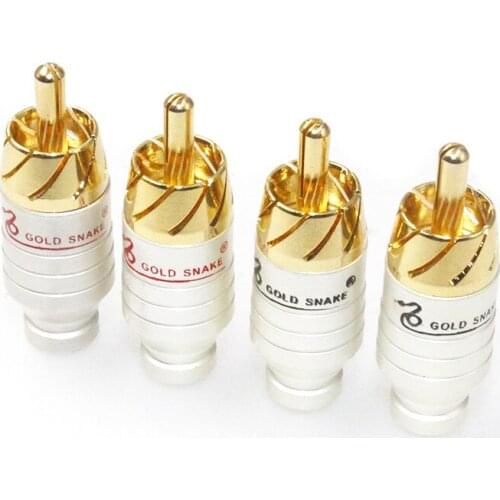4PCS Brass soldering hifi audio video RCA plug Connector interconnect cable audio plug rca socket