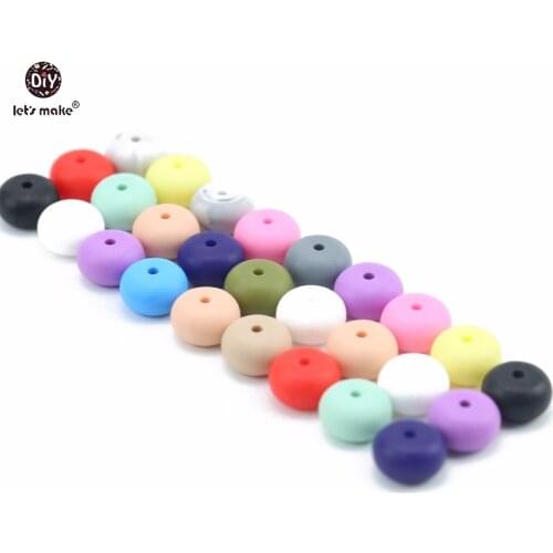 Lets Make Baby Silicone Teething Abacus Beads 50pc Colorful Dice Shape DIY Saucer Loose Beads Food Grade Silicone Teether