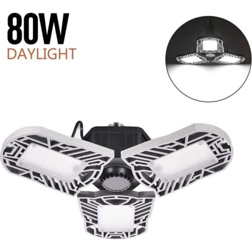 80W UFO LED Garage Light AC85-265V E26 Garage Lamp Waterproof IP65 Deformable Industrial Lighting 8000K 8000LM Workshop Light