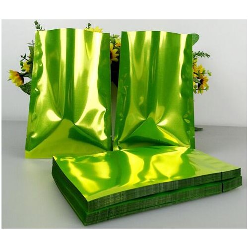 9x13cm Green Mylar Heat Seal Smell Proof Aluminium Foil Bag/Pouches Sachets Food Open Top Plating Foil Plain Pocket