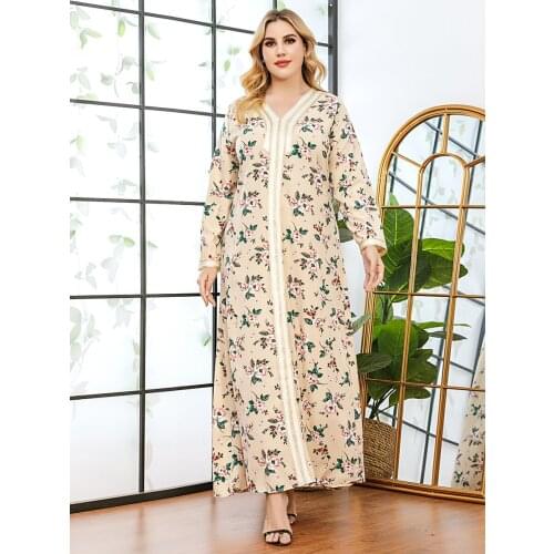 Aligaia Plus Size Loose Printing Dress For Women Ramadan Eid Mubarak Kaftan Dubai Turkey Robe Longue Femme Islamic Clothing