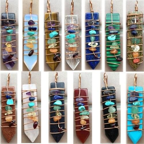 Goldstone Blue Sand Howlite Malachite Crystal Tiger Eye Unakite Lapis Lazuli Art Pendant Bead WB897