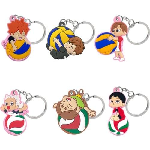 1PCS PVC keyring hot anime Volleyball Boy keyholder cute cartoon figure keychain Kids schoolbag Pendant bag charms accessories