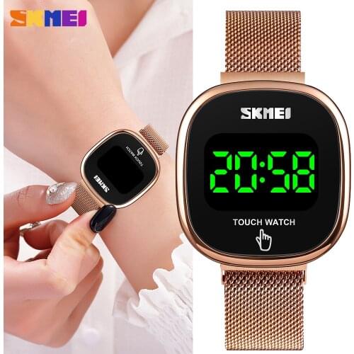 SKMEI Touch Screen LED Display Digital Watches Fashion Brand Stainless Steel Full Steel Waterproof Wrist Watches Hombre