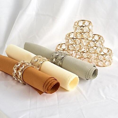 6pcs Crystal Napkin Rings for Wedding Dinner Party Dinner Table Decorative
