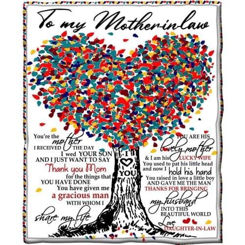 To My Mother in law 3d printed fleece blanket for Beds Hiking Picnic Thick Quilt Fashionable Bedspread Sherpa Throw Blanket