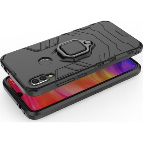 With stand Ring Hybrid case For Xiaomi Redmi Note 7 Hard Silicone + PC Armor Magnet protect back cover for xiaomi redmi note7