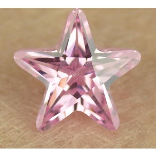 Hot Sale 2*2~10*10mm Pink Color Synthetic Cubic Zirconia Gems Star Shape Five-Pointed Cut Loose CZ Stones For Jewelry
