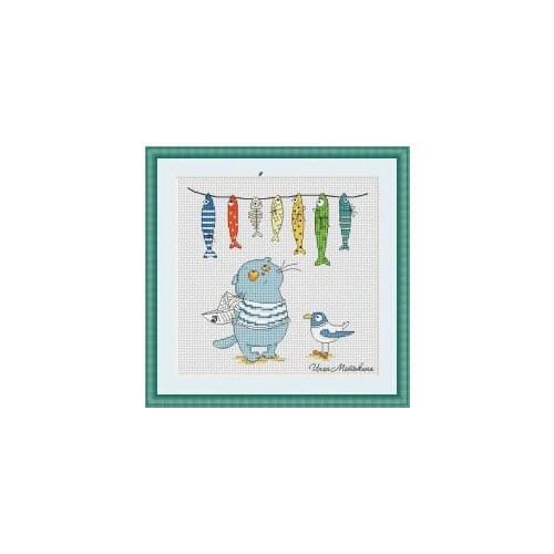 I want to eat fish MM191225 cross stitch 11CT 18ct 14ct cotton thread embroidery DIY handmade needlework