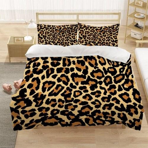 Leopard Print Bedding Sets Full Size 2/3 Pcs Cheetah Print Duvet Cover for Girls Woman Bedroom Decoration Animal Themed