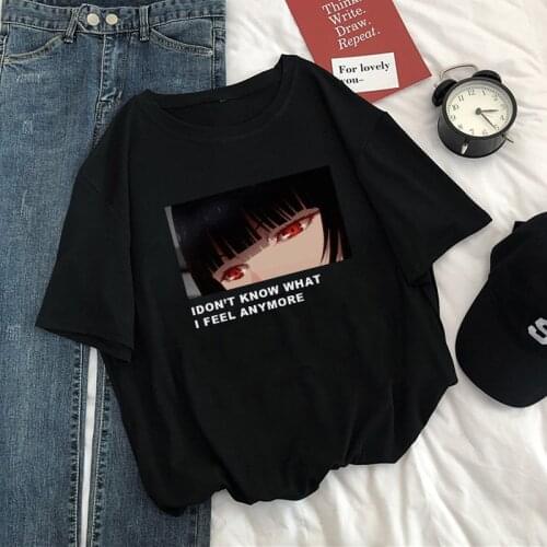 Japanese Gothic Letter Print Summer Vintage Casual Fashion Women Punk Streetwear Loose Harajuku tees Cartoon Ins T-Shirt