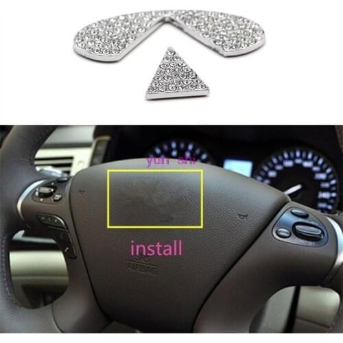 Metal Simulation Crystal Car Steering Wheel Badge Decoration Sticker Car Covers For Infiniti Q50 Q50L QX50 QX70 car-styling