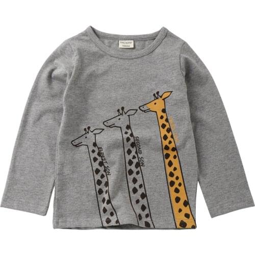 New Cute Giraffe Printed T Shirts Autumn 2018 Children Tops Kids Clothing Boys T-shirts Long Sleeve Girls Blouse Cotton Tshirts