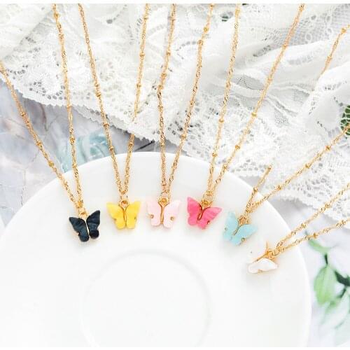 Cute Butterfly Pendant Necklace For Women Cocktail Party Statement Necklace Steet Style Korean Fashion Necklaces Jewelry Gifts
