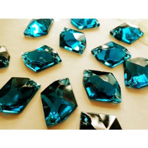 Sew on crystal blue-green colour 21*16mm cosmic shape flatback gem stones acryl rhinestones strass diamond 80pcs/lot
