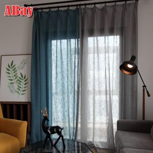Sheer Gray Curtains for Living Room Tulle for Bedroom On Windows Curtains Solid Color Decoracion Hogar Moderno Voile Drapes