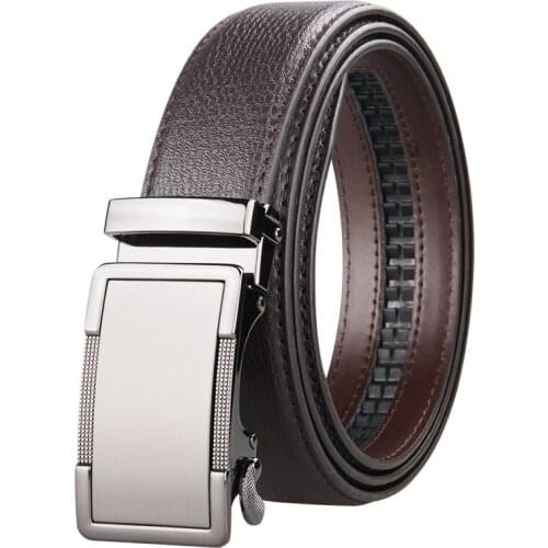 Brand Brown Leather Belt for Men Luxury Brand Fashion Automatic Buckle Ratchet Belts Comfort Click Leather Belt Male