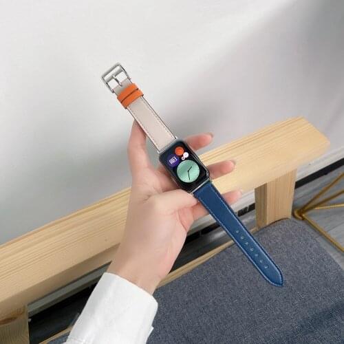 Popular Single Tour Genuine Leather Strap for Huawei Watch FIT Wristband for Huawei Smart Watch Band fit Bracelet Correa