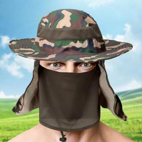 40%HOTNeck Flap Hat Soft Multifunctional Nylon Wide Brim Face Neck Flap Fishing Hat for Outdoor