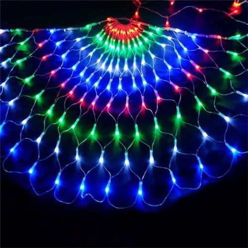 Fairy Garland Peacock Mesh Net Led String Lights Outdoor Wedding Window Strings for Christmas Wedding New Year Party Decoration