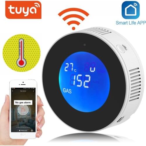 Tuya WiFi Smart Gas Leak Detector LCD Display securityAlarm Sensor With temperature function Detector Smart home automation