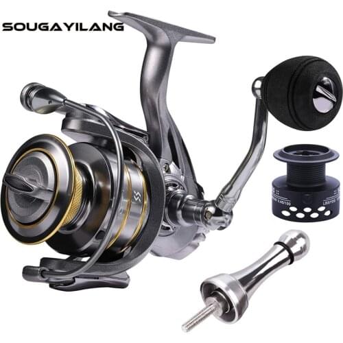 Sougayilang Metal Body Spinning fishing Reel 13+1BB Double Spool 5.5:1 Ultra Smooth with Anti-Collision Fishing Balance Bar