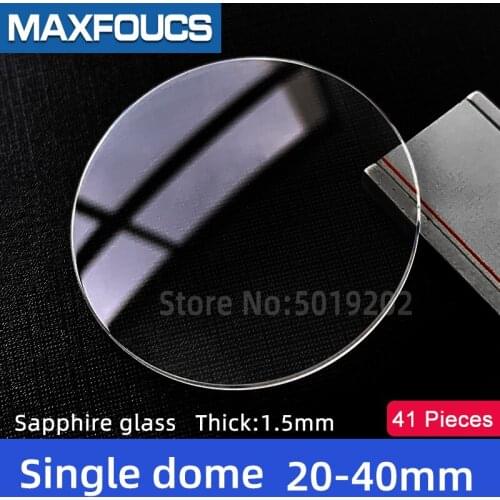 Watch Glass Thick 1.5 mm Diameter 20-40 mm Single dome Sapphire Anti scratch Smooth Round Transparent Crystal ，41 pieces Suit