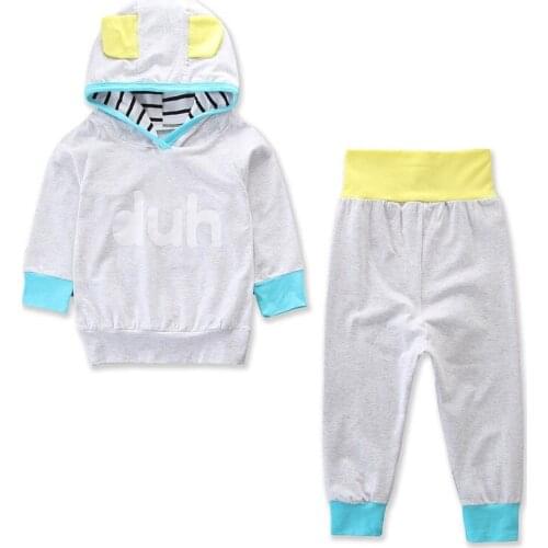 Newborn Kids Baby Girsl Boys Letter Printed Sweatshirt Hoodies + Long Pants Clothes Outfits Sets Boy Clothes
