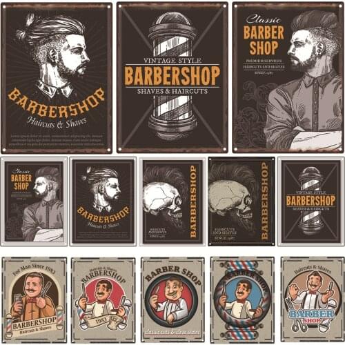 Vintage BARBER SHOP Metal Poster Cafe Bar Pub Tin Sign Plaque Retro Haircut Shave Beard Iron Plates Printing Home Decor