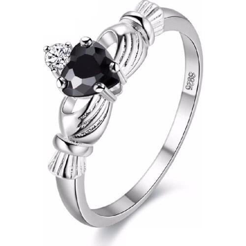 USPS Dropship Heart Jewelry Rings for Women, Black Cubic Zirconia Crystal Wedding Engagement Hand Jewelry Y030