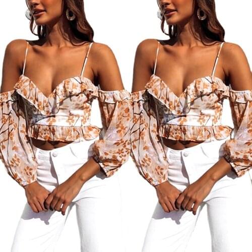 Summer Women T-Shirts Chiffon Print Color Sexy Elegant Chic Autumn Long Sleeve Backless Lace Up Crop Top Female Blouse C2801