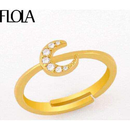 FLOLA Gold Filled Crescent Moon Knuckle Rings For Women Crystal Adjustable Open Finger Ring Cubic Zirconia Jewelry Gifts rigj43