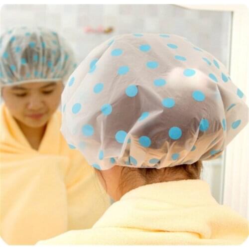 1pcs Fashion Reusable Cartoon Bow Heart Flower Cute Waterproof Shower Cap Thicken Bath Hat Bathing Cap for Women Anti Oil Hat