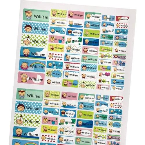 114Pcs Cute Little Boy Name Stickers Custom Personal Tags Kids Waterproof Cartoon Label For School Stationery Scrapbooking Decor